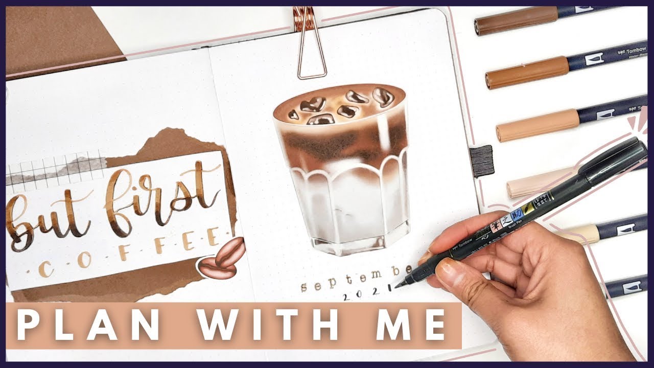 September 2021 Bullet Journal Setup PLAN WITH ME - Coffee Theme