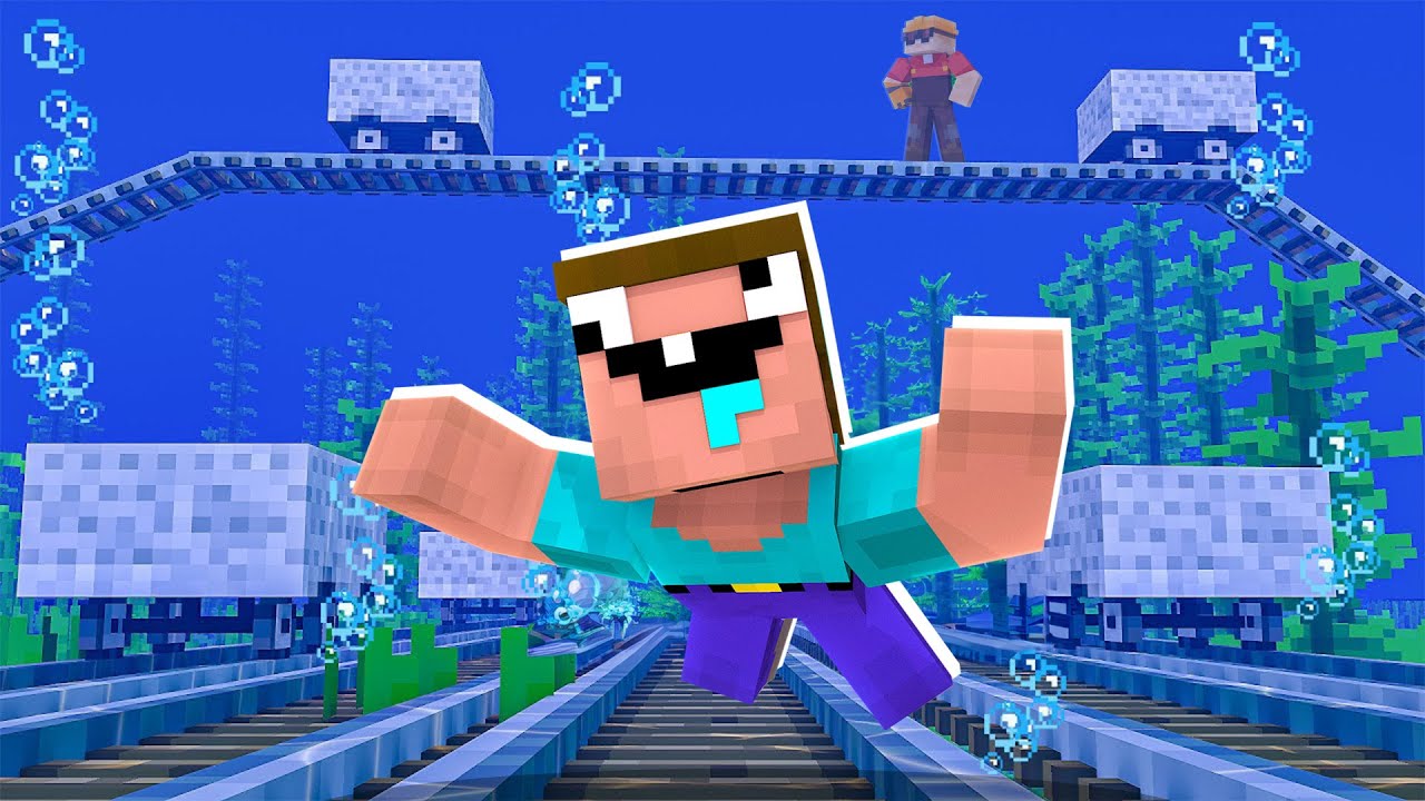 ONDERWATER TREIN In DIRTSTAD (Minecraft Survival)