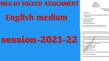 MEG-01 SOLVED ASSIGNMENT 2021-22 ENGLISH MEDIUM IGNOU - MSO-002-ENGLISH medium solved assignment