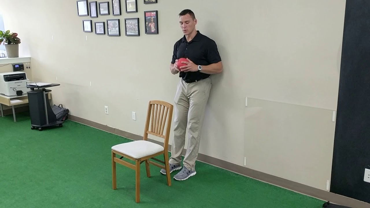 Wall Supported Hip Shift w/ Chair Reach YouTube