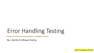 Error Handling Testing |  Software Testing | Manual Testing