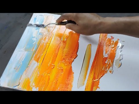 Acrylic abstract painting demonstration #Palette knife blending