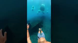 This pool has too much porcupine fish, it’s very dangerous #funny #swimmingpool #waterslide #explore