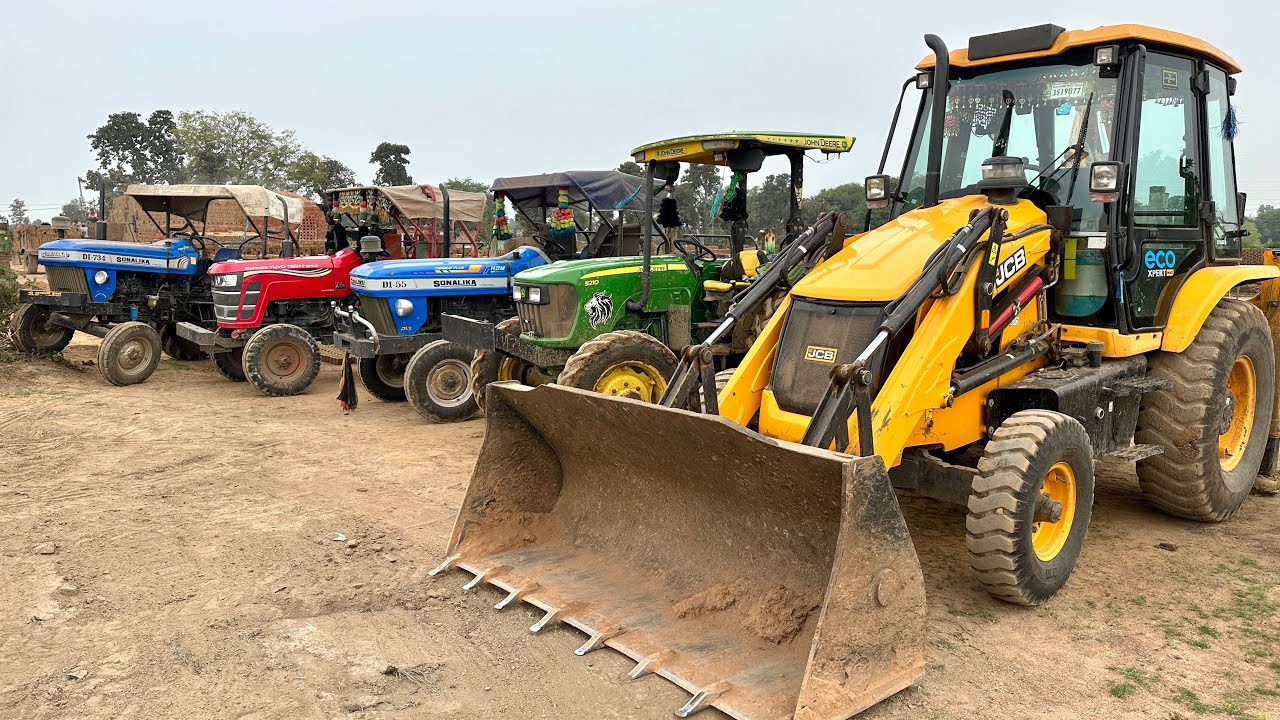 JCB 3dx Loading Mud 4 Tractor’s | Sonalika Di-55 | John Deere 5210 | Mahindra 575 | Sonalika Di-734