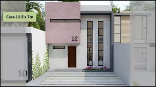 Casa 7 x 11.5 m | 3 habitaciones | Fachada moderna