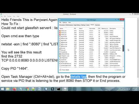 Could not start glassfish server4  | listener port is occupied | Netbeans