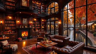 Soft Jazz in a Cozy Autumn Cafe ☕ Rainy Ambience & Fireplace Sounds for Work, Reading and Relaxation screenshot 3