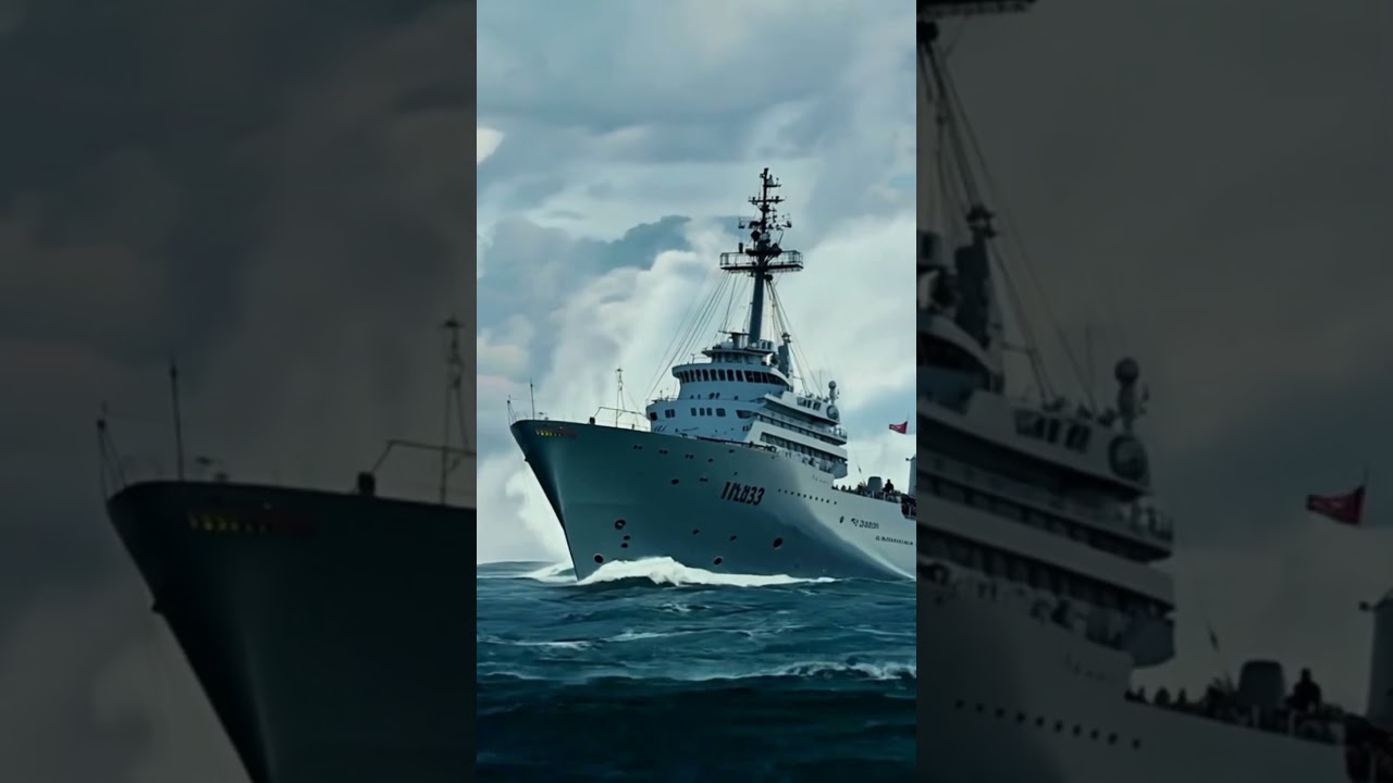 Warship vs  Tidal Wave! A Narrow Escape Caught on Camera! 