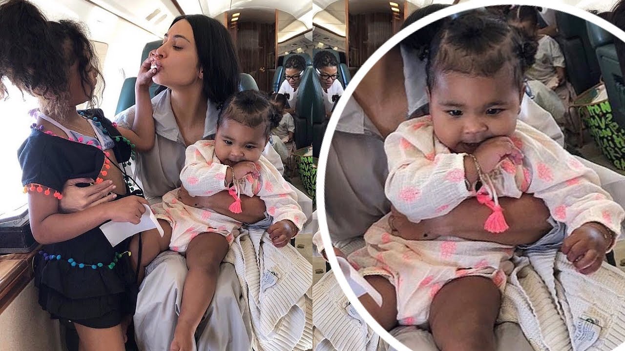 Kim Kardashian makeup free as she goofing around on a private jet with