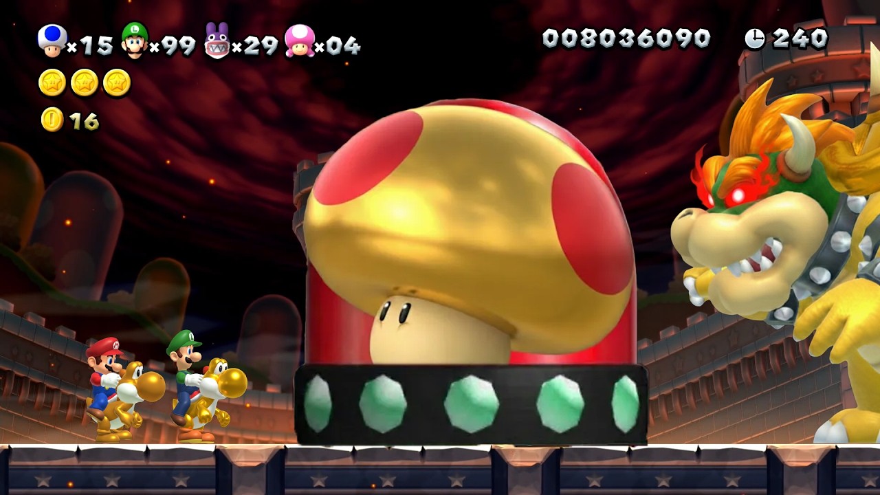 Super Mario Bros U Deluxe - 2 Players Final Boss! Coin Battle