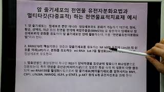 암 줄기세포의 천연물 유전자분화요법과 멀티타킷다중표적 하는 천연물표적치료제 예시 반포뉴본한의원 임웅진 원장