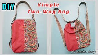 How to Make Two Way Bag, Shoulder Bag and Backpack, 2in1 Bag (DIY/Tutorial)