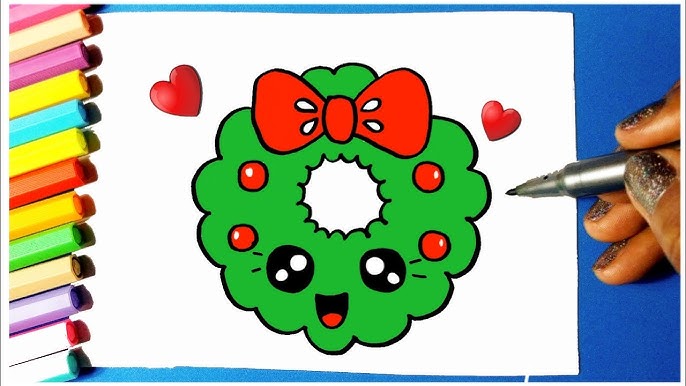 Como desenhar Meia de Natal fofa Bota Kawaii ❤ Desenhos de Natal - Desenhos  para Desenhar 