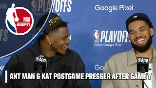 Ant Man gives KAT his flowers after Game 7 win  [PRESS CONFERENCE] | NBA on ESPN