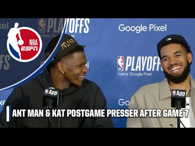 Ant Man gives KAT his flowers after Game 7 win 💐 [PRESS CONFERENCE] | NBA on ESPN