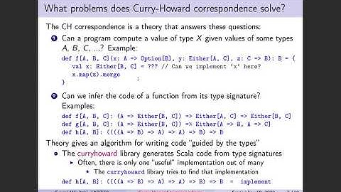 Explaining the Curry-Howard correspondence for practical programmers. With code examples in Scala