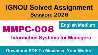 IGNOU MMPC 008 Solved Assignment 2026 Pdf Download
