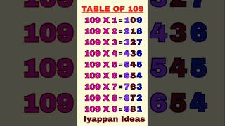 109th table with easy trick |table of 109 | 109 table#tabletrick#table#shorts#multiplicationtable