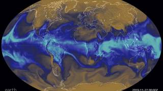 2019: global, one year time lapse of precipitable water