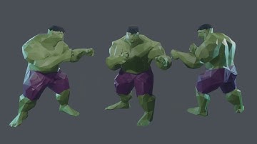 Lowpoly Incredible Hulk Taunt Blender Viewport Adobe Maximo Animation