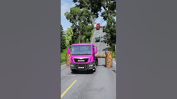 Mixed trucks vs log trap #india #beamngdrive #shortvideo #shorts #truck #dumper #usa #fire