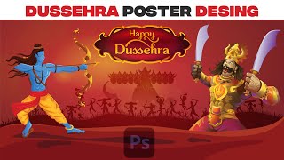 दशहरा Poster Design Editing | How to Make WhatsApp Dussehra Banner Design Editing  in Photoshop screenshot 3