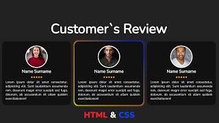 Блок с отзывами с hover effect используя HTML & CSS || Review section with hover effect using CSS