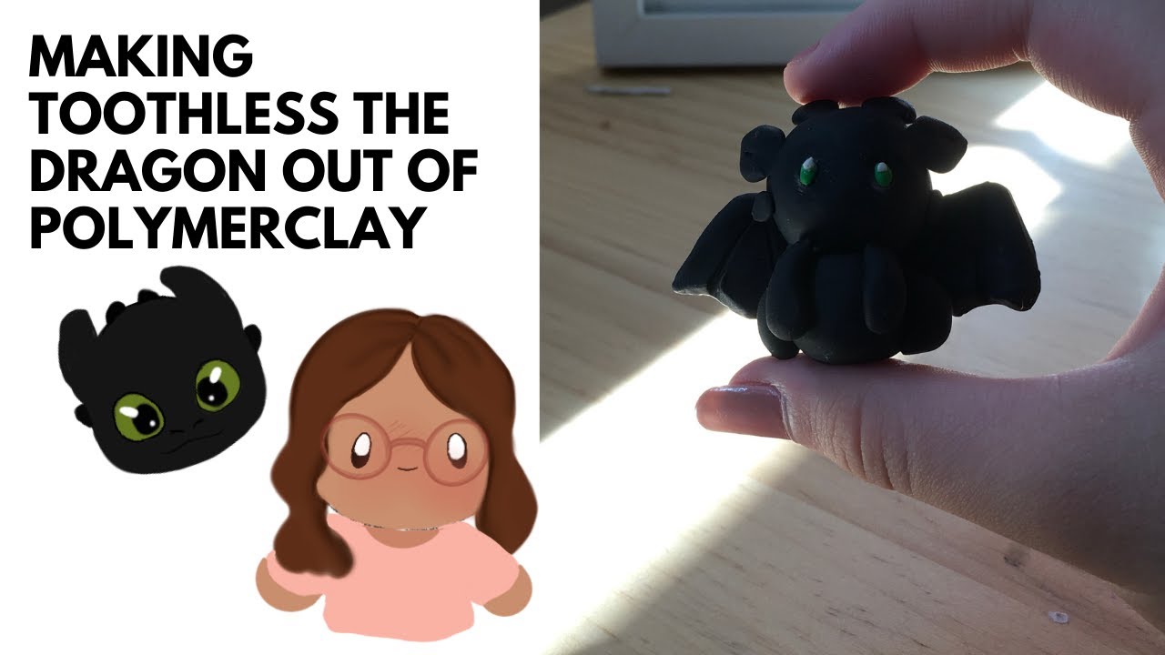Making Toothless the dragon out of polymer clay 