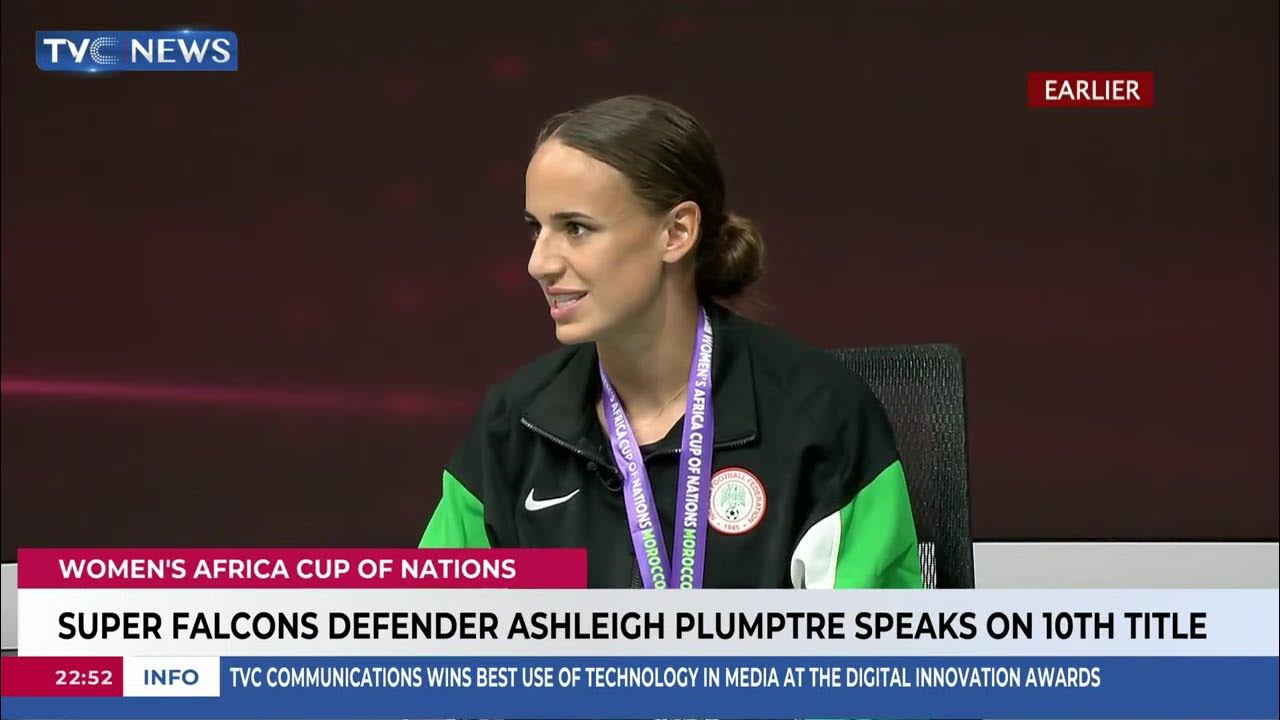 Super Falcons Defender Ashleigh Plumpter Visits TVC Communications