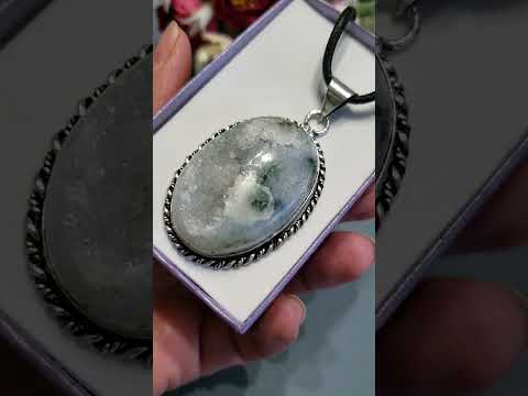 Кулон агат жеода овальный натуральный камень, видео 1