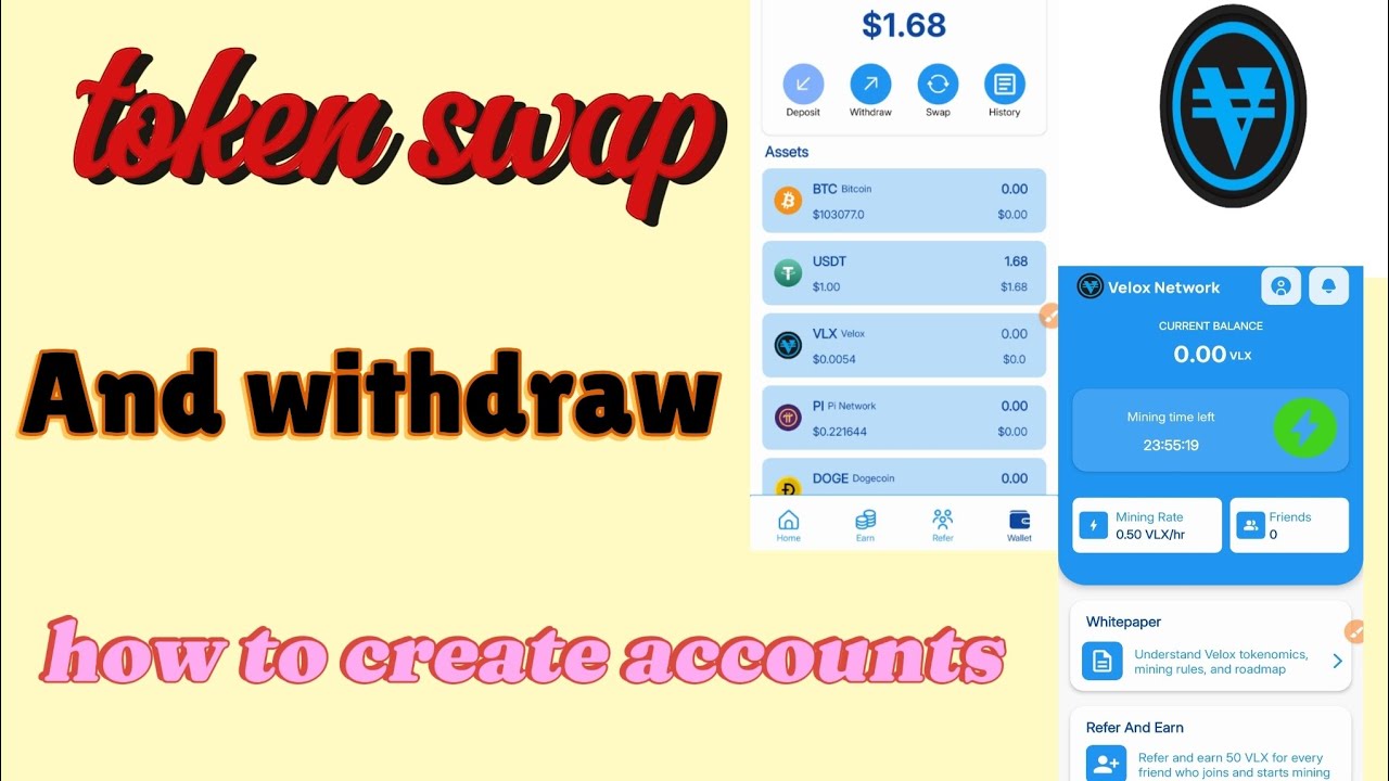 How to create Velox Network account and token swap as well as withdraw process complete details 