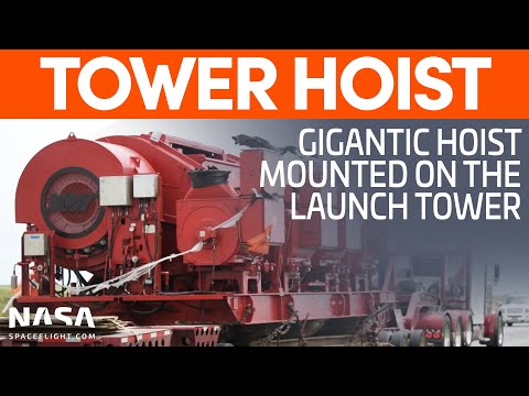 Huge Hoist for the Orbital Launch Tower Installed | SpaceX Boca Chica