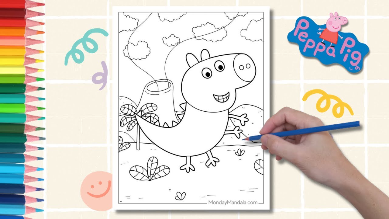 Coloring Peppa Pig 🐷 | Coloring George-Saur 🦖| Peppa's Family | Peppa ...