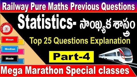 Statistics Part 4 Railway Previous year Pure Mathematics Questions Explanation  by SRINIVASMech