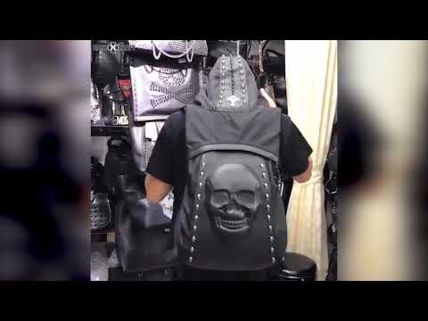 Skull Backpack with Rivets & Hood / Alternative fashion