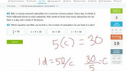 IXL 6th.Z.8 I can solve 1 step Equations: Word Problems