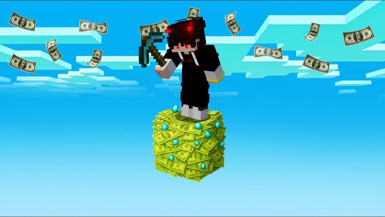 I Survived 100 Days on a MONEY BLOCK in Minecraft !