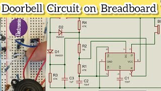 Doorbell Circuit on breadboard using 555 Timer 🔔 #breadboard #doorbell #555timer #circuit