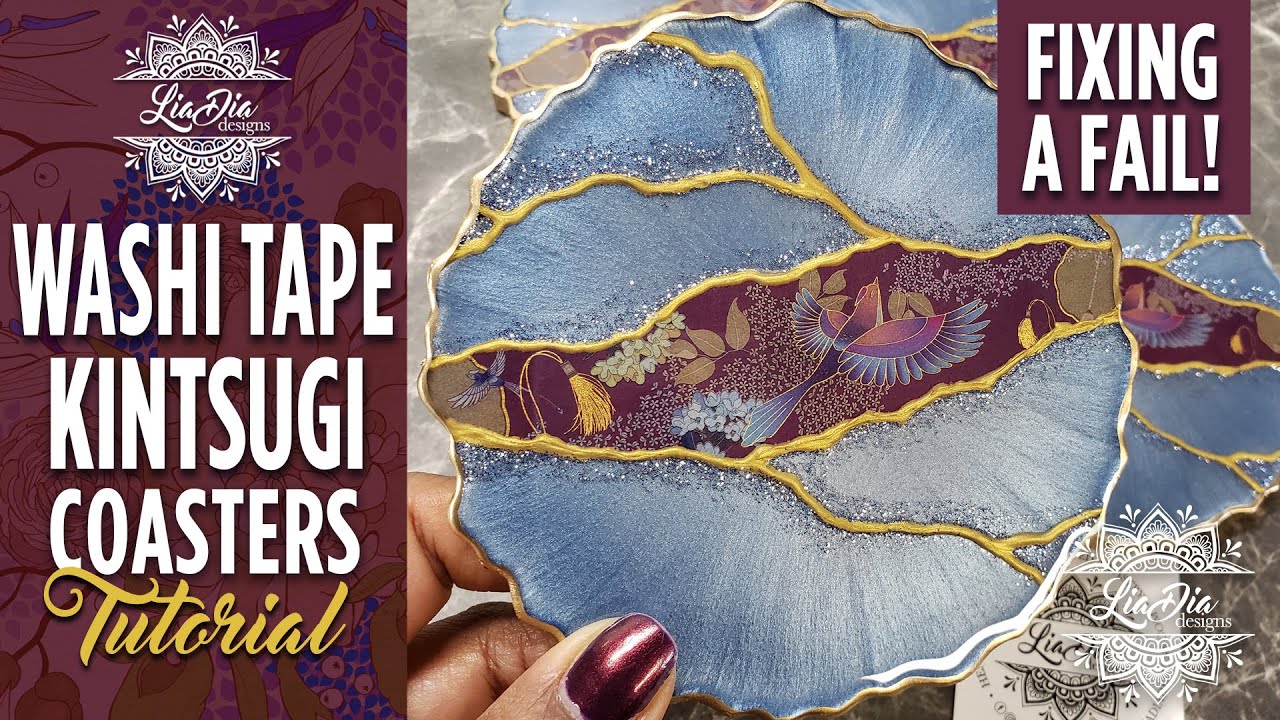 FIXING a FAIL! Easy & Beautiful Washi Tape Kintsugi Coasters- Epoxy ...