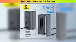 Best Baseus USB C Hub to DP 4K60Hz HDMI DisplayPort 11IN1 Docking Station Triple Display RJ45 PD