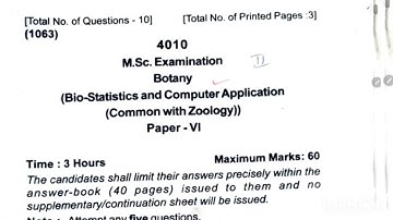 M.Sc. ExaminationBotany (Bio-Statistics and Computer Application(Common with Zoology)) question pape