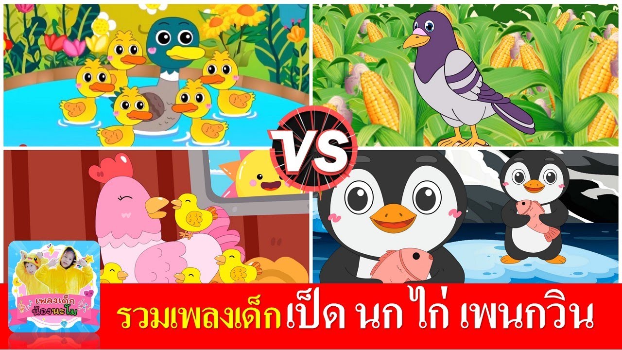 รวมเพลงเด็ก เป็ดอาบน้ำในคลอง นกเขาบินข้ามเขา ไก่กุ๊กกุ๊กไก่ เพนกวิน