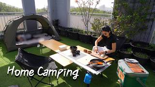 [236] Home Camping on Apartment Terrace. | pancake and makgeolli