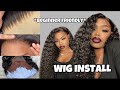 BEGINNER FRIENDLY CUSTOMIZE &amp; INSTALL DEEP WAVE WIG || CURLYME HAIR || BLEACHING KNOTS + PLUCKING