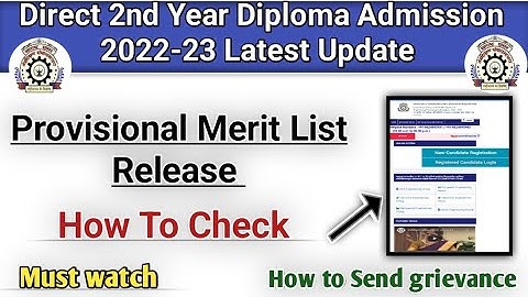 Direct 2nd Year Diploma Admission Latest Update|| Provisional Merit List Release How to Check