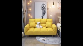 Дизайнерский диван желтого цвета.