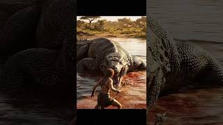 Humans Faced The Giant Lizard A Primal Battle For Survival.