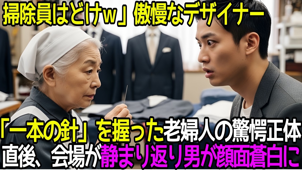 【感動する話】銀座の高級店でゴミ扱いされた清掃員の老婆。絶望する傲慢デザイナーの前で彼女が「一本の針」を握った瞬間、誰も予想できなかった『神の手』の正体が暴かれ…【朗読】