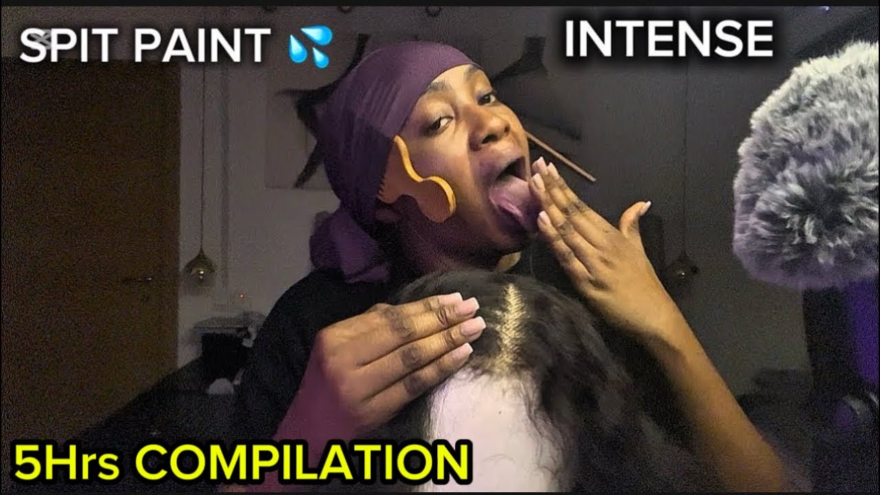 ASMR✨5 HOURS SPIT PAINT 💦 ON FAKE PERSON & MOUTH SOUND, THICK HAIR PARTING WITH RANDOM WOODEN TOOLS 