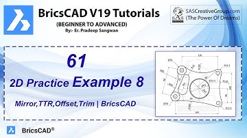2D Practice Drawing BricsCAD V19 Tutorial 61 | Exercise 8 | Mirror, Offset, Trim, TTR | Hindi